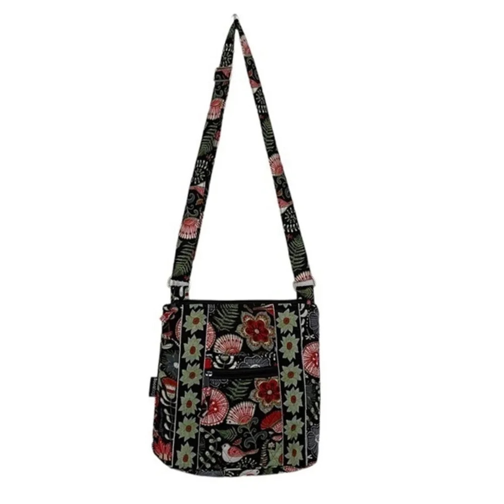 New BocaBag Green/Red/White/Black Botanical Design